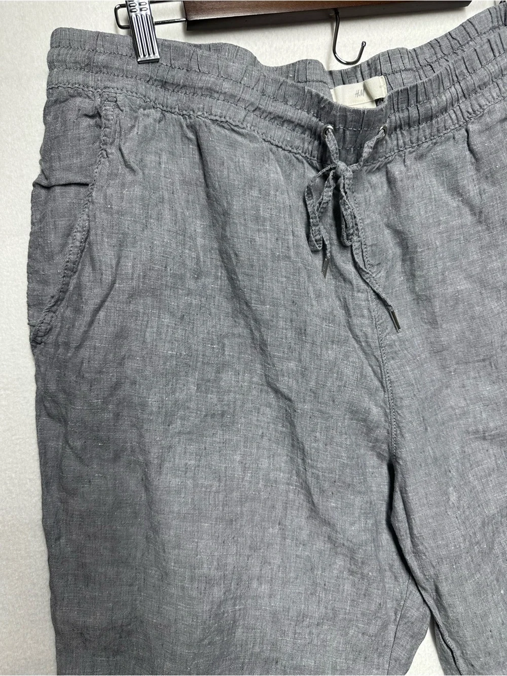 H&M 100% Linen Pants Gray Men’s XL – 41x29 Lightweight Casual